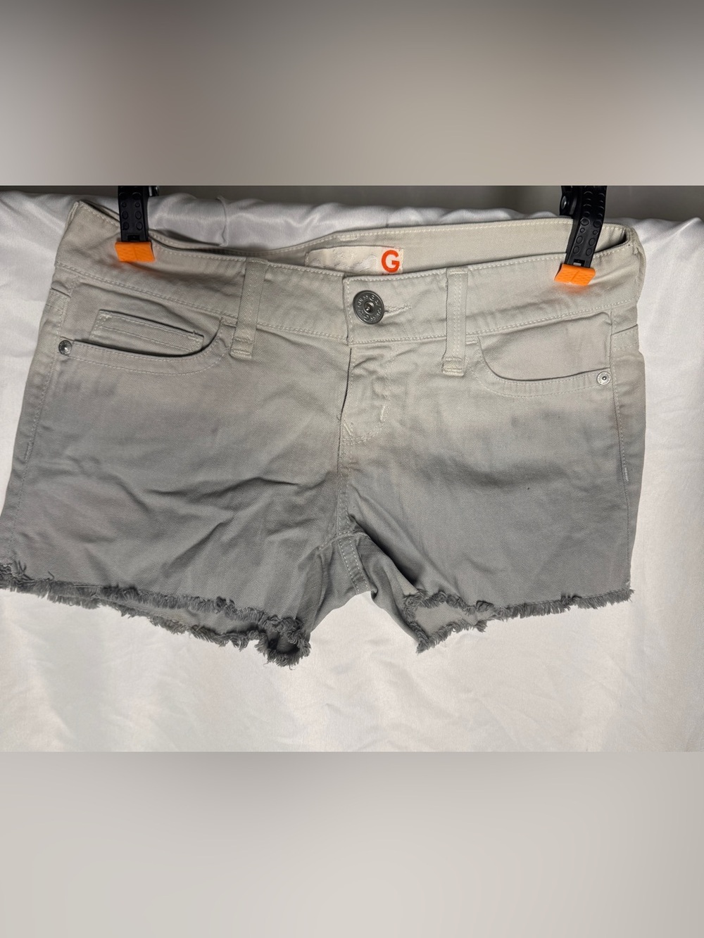 GUESS Ombre Light Gray Frayed Hem Jean Shorts